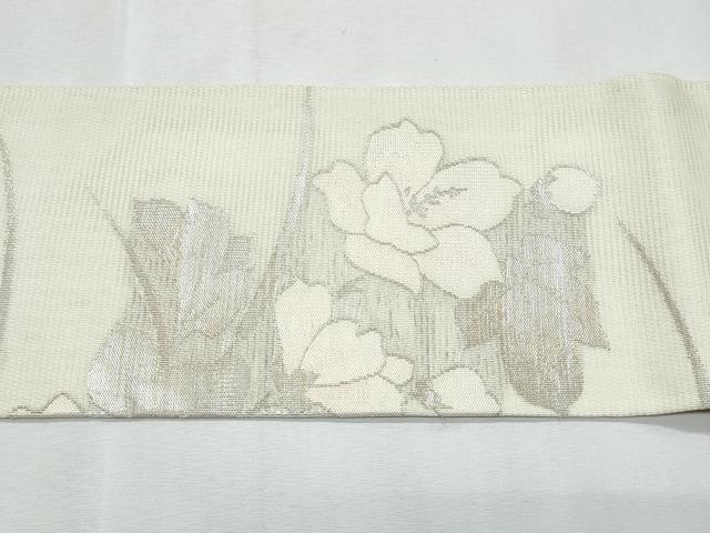 平和屋着物＊夏物　九寸名古屋帯　枝花文　金銀糸　正絹　逸品　CABL2106fb