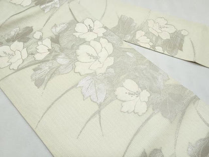 平和屋着物＊夏物　九寸名古屋帯　枝花文　金銀糸　正絹　逸品　CABL2106fb