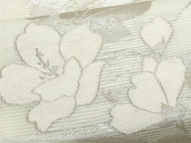 平和屋着物＊夏物　九寸名古屋帯　枝花文　金銀糸　正絹　逸品　CABL2106fb