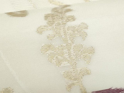 平和屋着物＊夏物　九寸名古屋帯　枝葉文　金糸　正絹　逸品　CABL2112fb