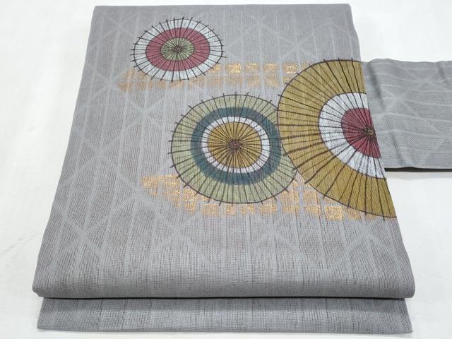 平和屋着物＊夏物　九寸名古屋帯　作家物　番傘　金彩　正絹　逸品　CABL2114fb