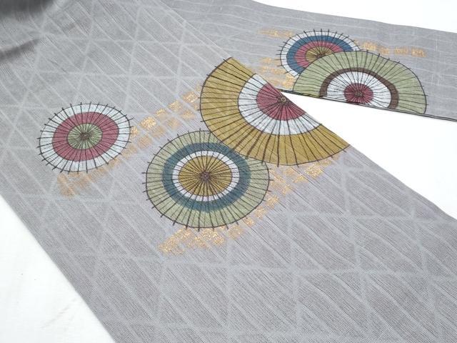平和屋着物＊夏物　九寸名古屋帯　作家物　番傘　金彩　正絹　逸品　CABL2114fb
