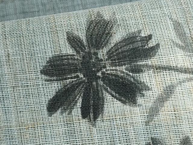 平和屋着物＊夏物　九寸名古屋帯　作家物　手描き　枝花文　麻　逸品　CABL2115fb