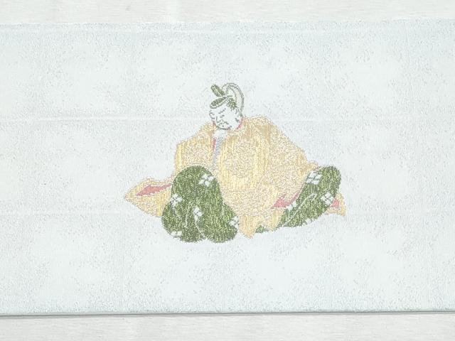平和屋着物＊夏物　九寸名古屋帯　作家物　寿光織　雪輪重ね草花文　金糸　銀通し地　正絹　逸品　CABL2124fb