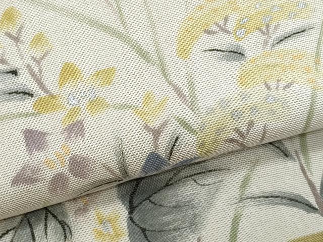 平和屋着物＊夏物　九寸名古屋帯　手描き　草花文　金銀彩　正絹　逸品　CABL2126fb
