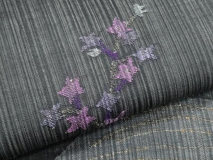 平和屋着物＊夏物　九寸名古屋帯　枝花文　金糸　正絹　逸品　CABL2129fb