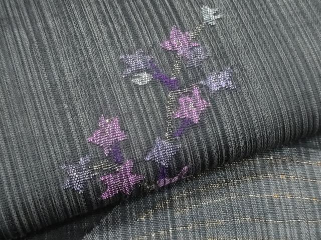 平和屋着物＊夏物　九寸名古屋帯　枝花文　金糸　正絹　逸品　CABL2129fb