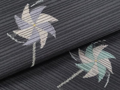 平和屋着物＊夏物　九寸名古屋帯　風車　金糸　正絹　逸品　CABL2130fb