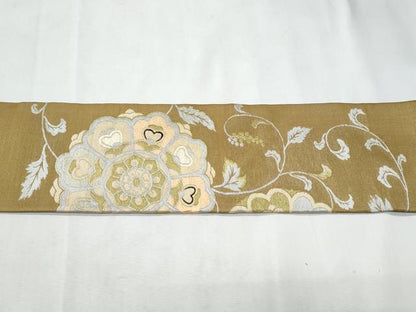 平和屋着物＊夏物　アンティーク　大正ロマン　九寸名古屋帯　花唐草文　金銀糸　正絹　逸品　CABL2131fb