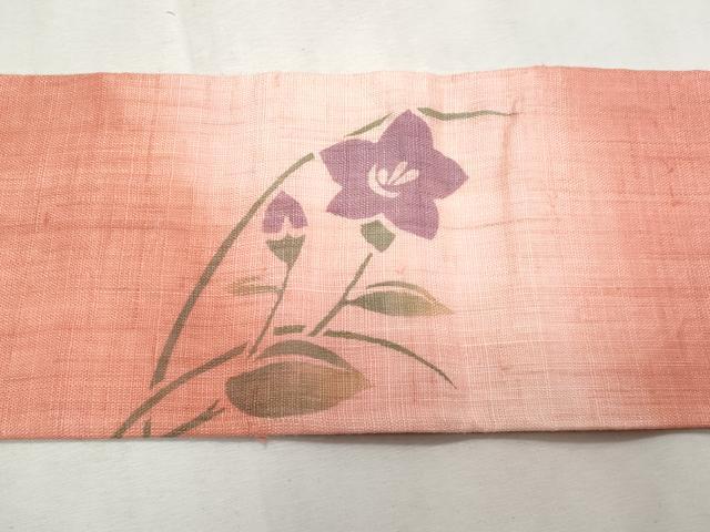 平和屋着物＊夏物　九寸名古屋帯　桔梗　麻　逸品　CABL2137fb