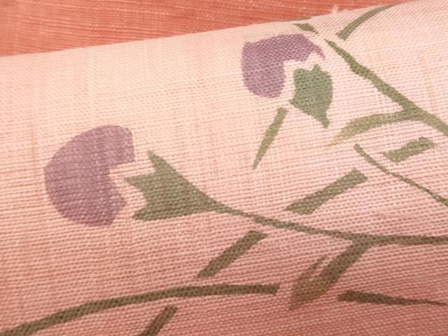 平和屋着物＊夏物　九寸名古屋帯　桔梗　麻　逸品　CABL2137fb