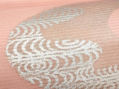 平和屋着物＊夏物　九寸名古屋帯　駒刺繍　流水草葉文　銀彩　正絹　逸品　CABL2138fb