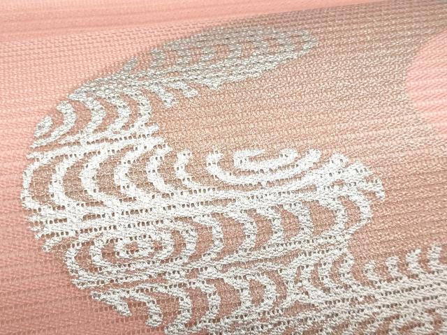 平和屋着物＊夏物　九寸名古屋帯　駒刺繍　流水草葉文　銀彩　正絹　逸品　CABL2138fb
