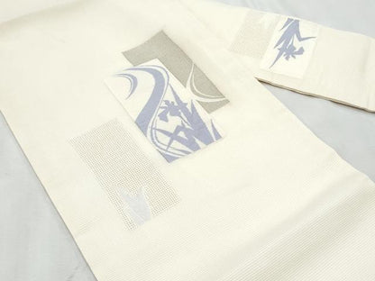 平和屋着物＊夏物　九寸名古屋帯　色紙重ね杜若　銀糸　正絹　逸品　CABL2140fb
