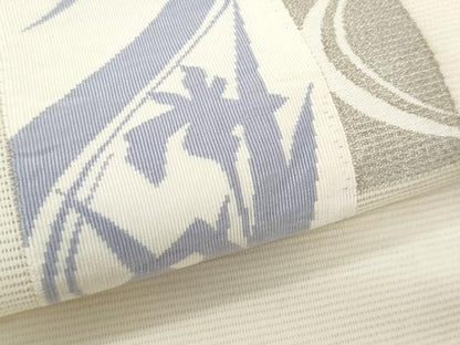 平和屋着物＊夏物　九寸名古屋帯　色紙重ね杜若　銀糸　正絹　逸品　CABL2140fb