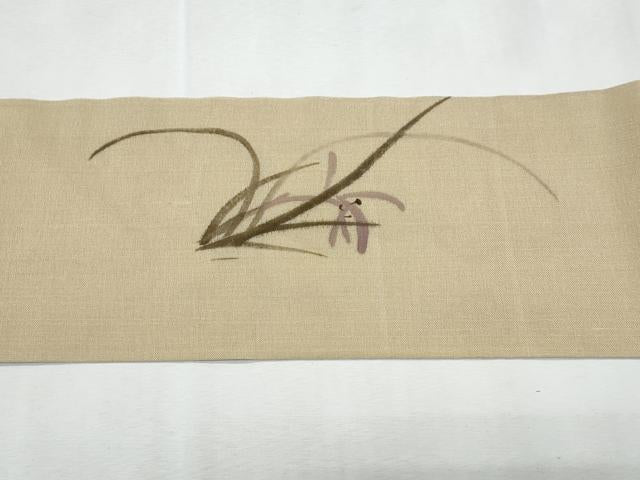 平和屋着物＊夏物　九寸名古屋帯　草花文　正絹　逸品　CABL2141fb