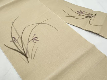 平和屋着物＊夏物　九寸名古屋帯　草花文　正絹　逸品　CABL2141fb