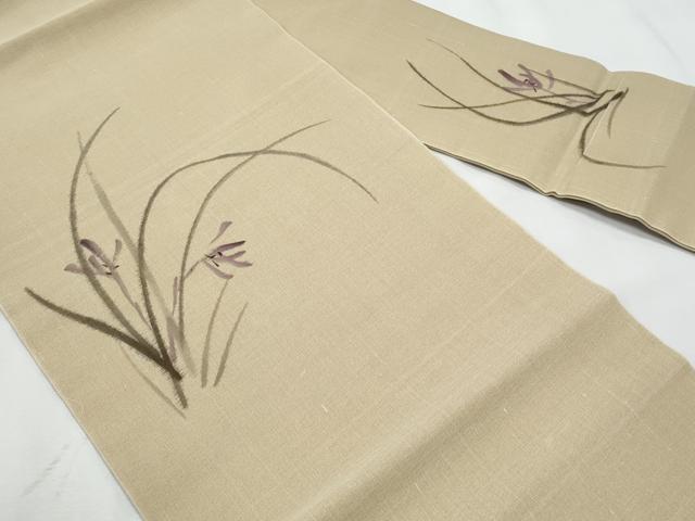 平和屋着物＊夏物　九寸名古屋帯　草花文　正絹　逸品　CABL2141fb