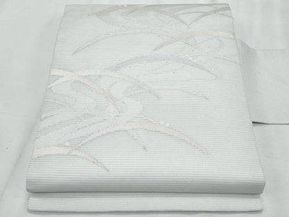 平和屋着物＊夏物　九寸名古屋帯　露芝文　銀糸　正絹　逸品　CABL2143fb