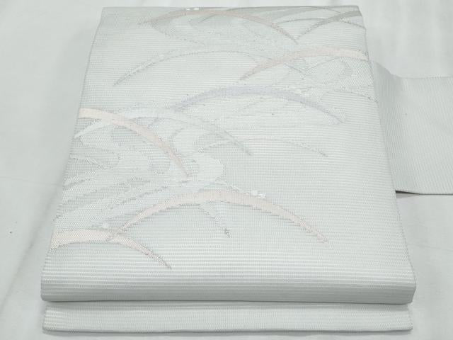 平和屋着物＊夏物　九寸名古屋帯　露芝文　銀糸　正絹　逸品　CABL2143fb