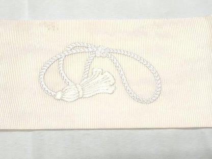 平和屋着物＊夏物　九寸名古屋帯　駒刺繍　結び紐文　正絹　逸品　CABL2144fb