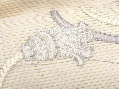 平和屋着物＊夏物　九寸名古屋帯　駒刺繍　結び紐文　正絹　逸品　CABL2144fb