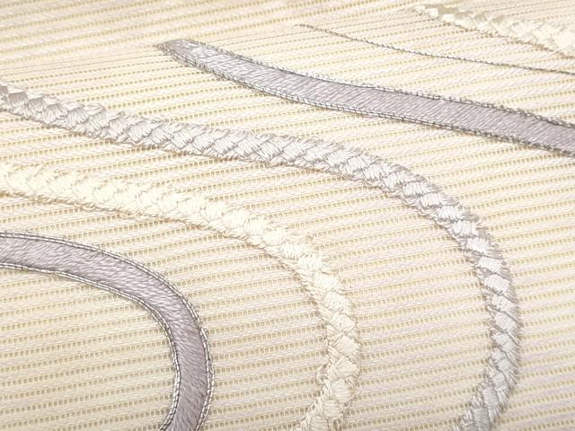 平和屋着物＊夏物　九寸名古屋帯　駒刺繍　結び紐文　正絹　逸品　CABL2144fb