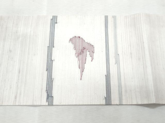 平和屋着物＊夏物　九寸名古屋帯　抽象文様　銀糸　正絹　逸品　CABL2146fb