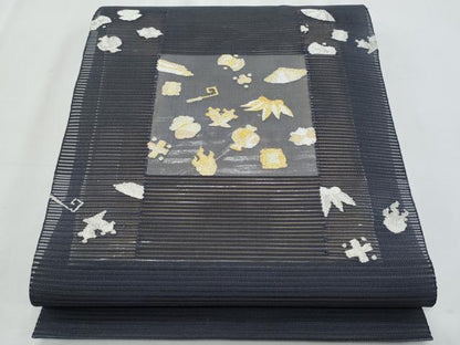 平和屋着物＊夏物　八寸名古屋帯　絽綴れ　宝尽くし　金銀糸　正絹　逸品　CABL2157fb