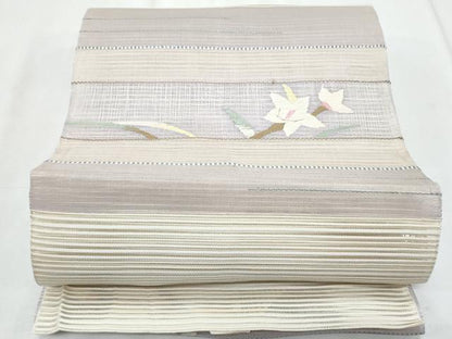 平和屋着物＊夏物　八寸名古屋帯　桔梗文　金糸　正絹　逸品　CABL2159fb