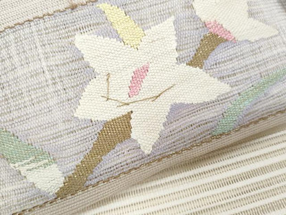 平和屋着物＊夏物　八寸名古屋帯　桔梗文　金糸　正絹　逸品　CABL2159fb