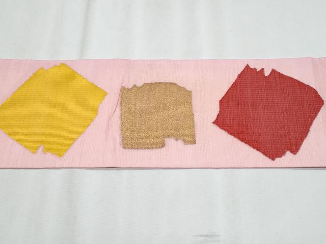 平和屋着物＊夏物　九寸名古屋帯　破れ色紙重ね文　金糸　正絹　逸品　CABL2162fb