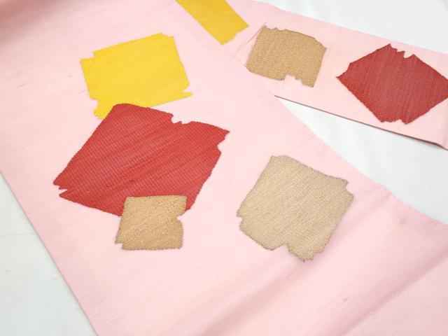 平和屋着物＊夏物　九寸名古屋帯　破れ色紙重ね文　金糸　正絹　逸品　CABL2162fb