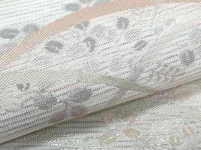 平和屋着物＊夏物　九寸名古屋帯　芝草萩文　銀糸　CABL2163fb