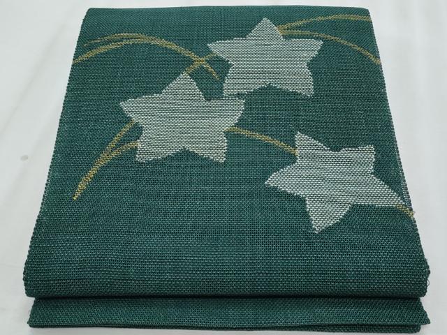 平和屋着物＊夏物　八寸名古屋帯　芝草楓文　正絹　逸品　CABL2167fb