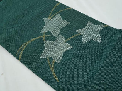 平和屋着物＊夏物　八寸名古屋帯　芝草楓文　正絹　逸品　CABL2167fb