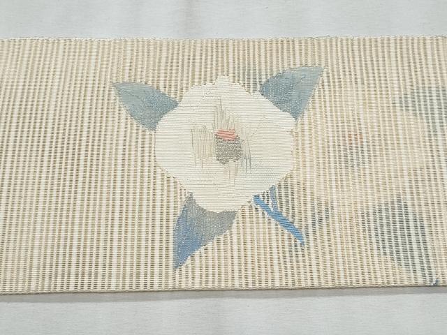 平和屋着物＊夏物　八寸名古屋帯　絽綴れ　枝花文　銀糸　正絹　逸品　CABL2169fb