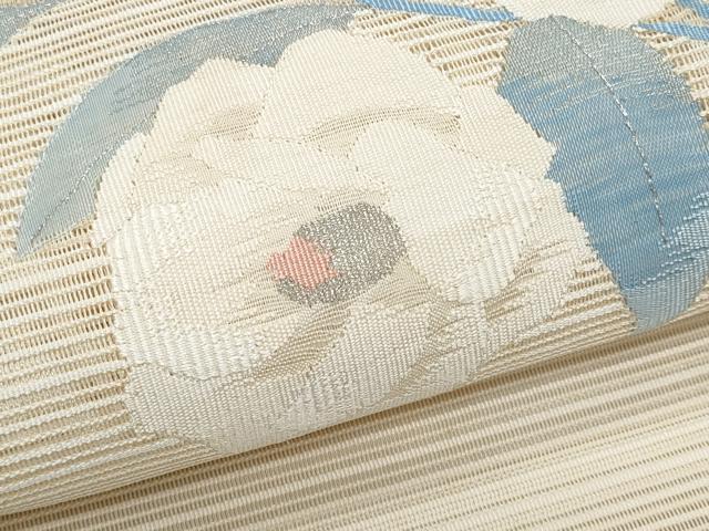 平和屋着物＊夏物　八寸名古屋帯　絽綴れ　枝花文　銀糸　正絹　逸品　CABL2169fb