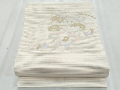 平和屋着物＊夏物　八寸名古屋帯　絽綴れ　立波文　金銀糸　正絹　逸品　CABL2172fb