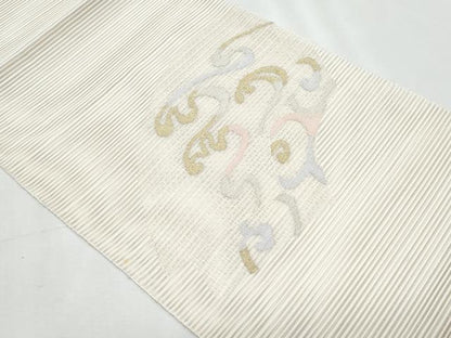 平和屋着物＊夏物　八寸名古屋帯　絽綴れ　立波文　金銀糸　正絹　逸品　CABL2172fb