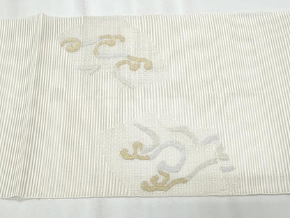 平和屋着物＊夏物　八寸名古屋帯　絽綴れ　立波文　金銀糸　正絹　逸品　CABL2172fb