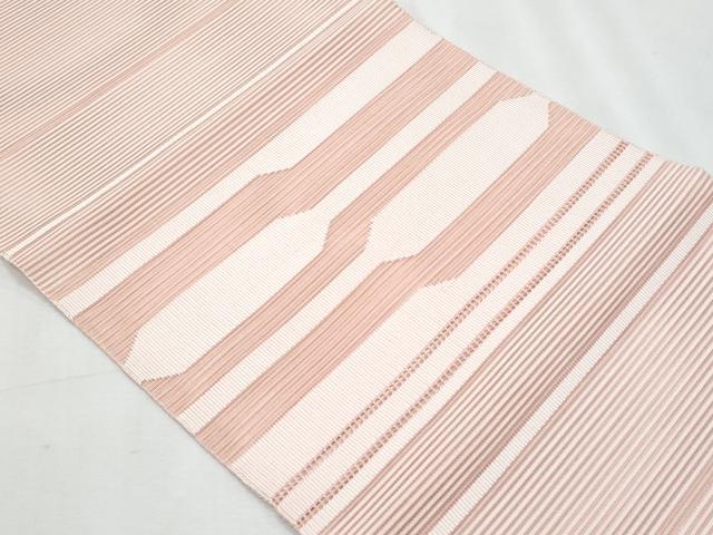 平和屋着物＊夏物　八寸名古屋帯　絽綴れ　幾何学文様　虹色　正絹　逸品　CABL2179fb