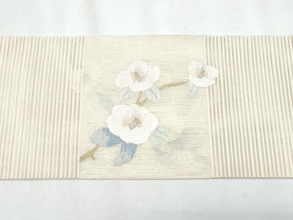 平和屋着物＊夏物　八寸名古屋帯　絽綴れ　枝椿　金銀糸　正絹　逸品　CABL2180fb