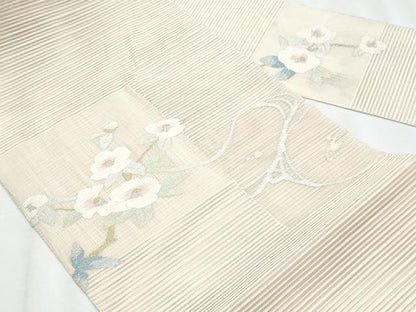 平和屋着物＊夏物　八寸名古屋帯　絽綴れ　枝椿　金銀糸　正絹　逸品　CABL2180fb