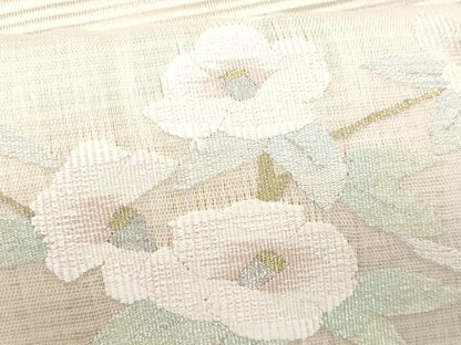 平和屋着物＊夏物　八寸名古屋帯　絽綴れ　枝椿　金銀糸　正絹　逸品　CABL2180fb