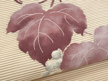 平和屋着物＊夏物　八寸名古屋帯　絽綴れ　葡萄蔦の葉文　銀糸　正絹　逸品　CABL2181fb