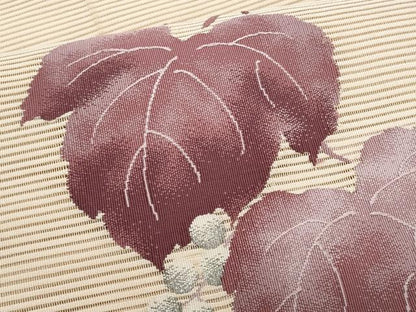 平和屋着物＊夏物　八寸名古屋帯　絽綴れ　葡萄蔦の葉文　銀糸　正絹　逸品　CABL2181fb