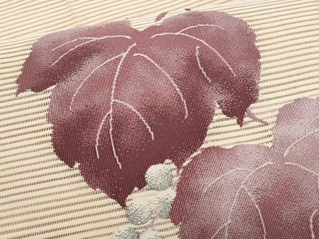 平和屋着物＊夏物　八寸名古屋帯　絽綴れ　葡萄蔦の葉文　銀糸　正絹　逸品　CABL2181fb