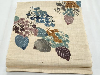 平和屋着物＊夏物　八寸名古屋帯　紫陽花　麻　逸品　CABL2182fb