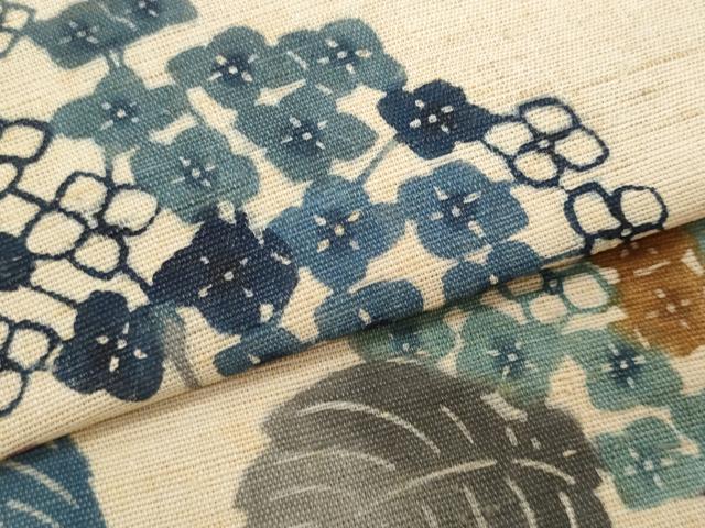 平和屋着物＊夏物　八寸名古屋帯　紫陽花　麻　逸品　CABL2182fb